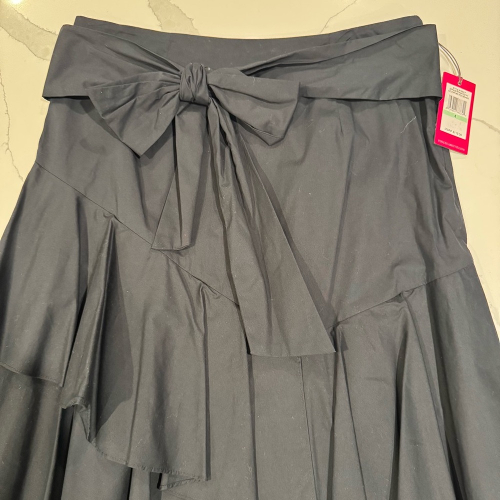 Vince Camuto Black Layered Ruffle Big Bow Skirt - Picture 2 of 6